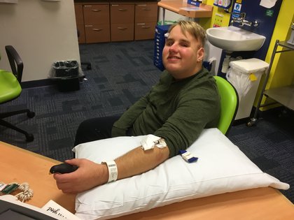 Alex, 17, taking part in research at the National Institute of Health Research in Cambridge