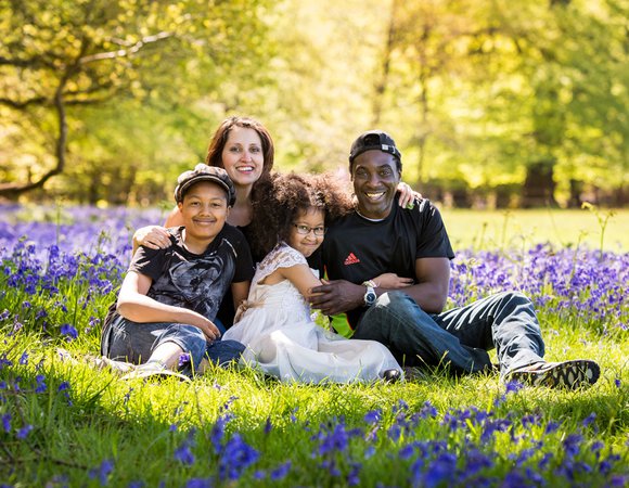 Zofeya having a picnic in a forest with her family